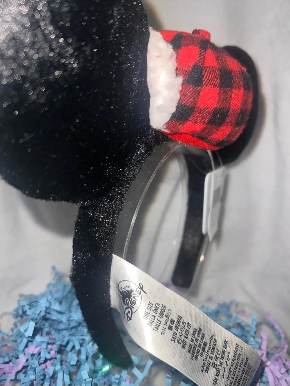 Authentic Disney Parks Buffalo Plaid Hat Mickey Minnie Ear Headband NWT